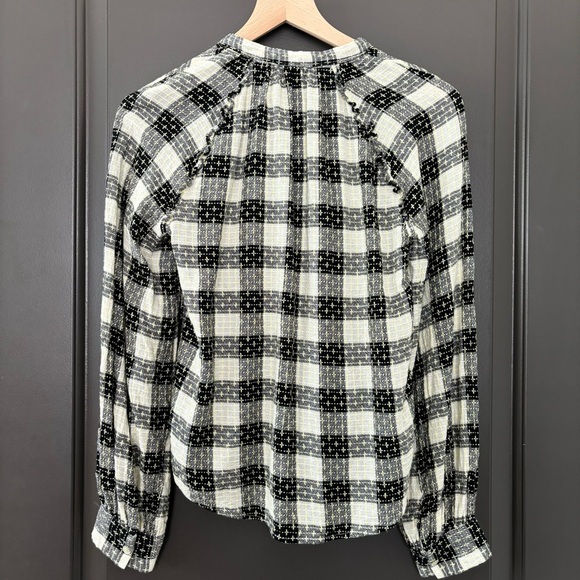 Anthropologie Pilcro Breezy Button Down Black Plaid Buffalo Top Blouse Size S - Picture 9 of 14